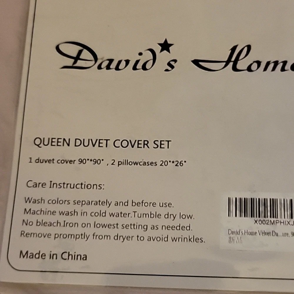 David's Home pink velvet duvet cover 3 pc set Queen 90x90 corner tie button New…